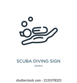 scuba diving sign thin line icon. extreme, underwater linear icons from sports concept isolated outline sign. Vector illustration symbol element for web design and apps.