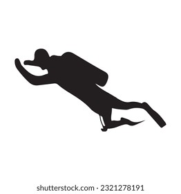 Scuba Diving Silhouette on white background