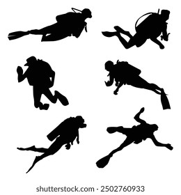 scuba diving silhouette shape drawing vol 01