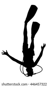 Scuba diving silhouette vector illustration isolated on white background.. Sport underwater. Diving school, scuba school. Beach fun, fishing and swimming.
