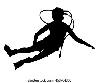 Scuba diving silhouette vector illustration isolated on white background.. Sport underwater. Diving school, scuba school. Beach fun, fishing and swimming.