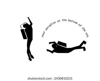 Scuba diving silhouettes, Diver silhouette, Scuba diver with quote