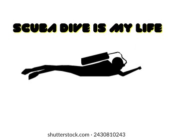 Scuba diving silhouettes, Diver silhouette, Scuba diver with quote