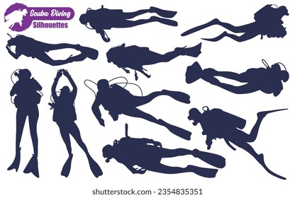 Scuba Diving Silhouetten Vektorgrafik