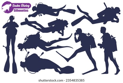 Scuba Diving Silhouettes Vector illustration