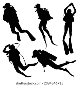 Scuba Diving Silhouettes Vector illustration