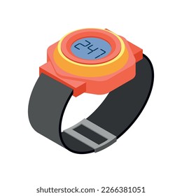 Scuba diving snorkelling isometric composition with isolated image of underwater floating accessory vector illustration