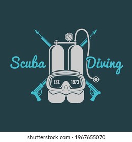 Scuba Diving Sport Club Badge, Emblem or Logo design template. Vector illustration