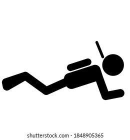 Scuba diving sport icon. Diver silhouette symbol on isolated background. Vector illustration