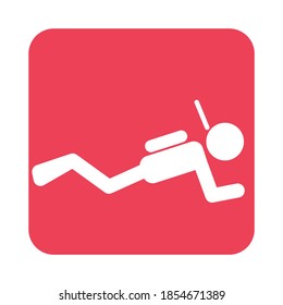 Scuba diving sport icon. Diver silhouette symbol on isolated background. Vector illustration