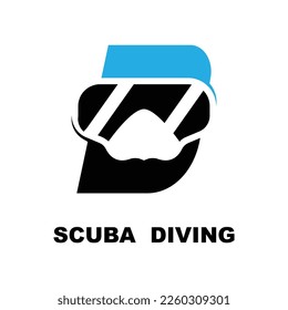 Scuba diving sport logo, under water, vector illustrator, silhouette, logo design.