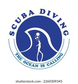 Scuba diving sport logo, under water, vector illustrator, silhouette, logo design.