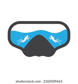 Scuba diving sport logo, under water, vector illustrator, silhouette, logo design.