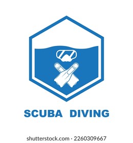 Scuba diving sport logo, under water, vector illustrator, silhouette, logo design.