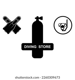 Scuba diving sport logo, under water, vector illustrator, silhouette, logo design.