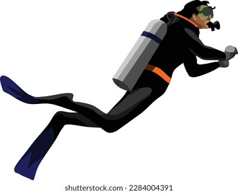 Scuba Diving Sport People Action Vector