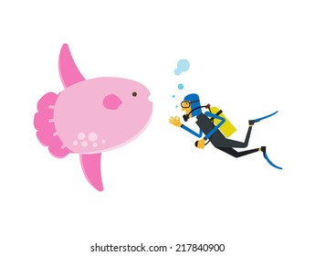 Scuba diving with sunfish