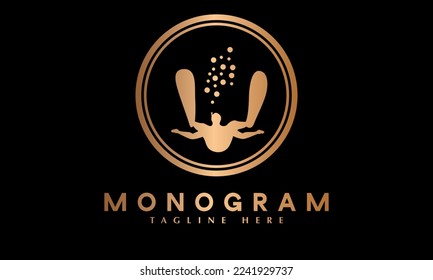 Scuba Diving swimming design Abstract monogram vector logo template