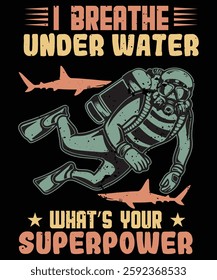 Scuba Diving T Shirt Design Vector Art Graphics Template