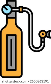 Scuba Diving Tank Icon with Pressure Gauge and Regulator