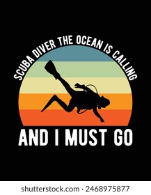 Scuba diving T-SHIRT DESIGN. PRINT TEMPLATE.TYPOGRAPHY VECTOR ILLUSTRATION.
