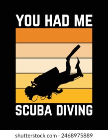 Scuba diving T-SHIRT DESIGN. PRINT TEMPLATE.TYPOGRAPHY VECTOR ILLUSTRATION.
