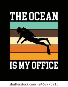 Scuba diving T-SHIRT DESIGN. PRINT TEMPLATE.TYPOGRAPHY VECTOR ILLUSTRATION.
