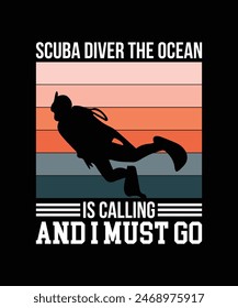 Scuba diving T-SHIRT DESIGN. PRINT TEMPLATE.TYPOGRAPHY VECTOR ILLUSTRATION.
