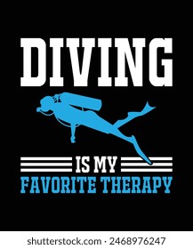 Scuba diving T-SHIRT DESIGN. PRINT TEMPLATE.TYPOGRAPHY VECTOR ILLUSTRATION.