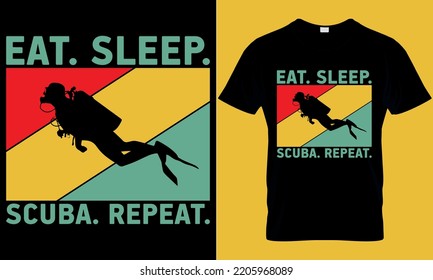 scuba diving typography t-shirt design with editable vector graphic. eat sleep scuba repeat