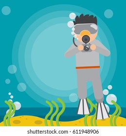 scuba diving under the ocean illustration