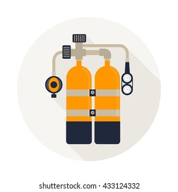 Scuba diving. Underwater equipment.  Objects isolated on background. Flat and cartoon vector illustration.