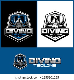 Scuba diving vector badge logo template