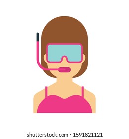 scuba diving vector flat color  icon 