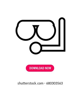 Scuba diving vector icon, The outlined symbol of skin diving. Simple, modern flat vector illustration for mobile app, website or desktop app   