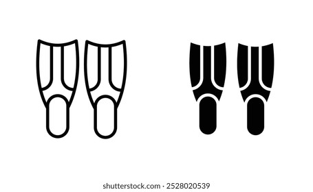 Scuba diving vector icon set in black and white color.