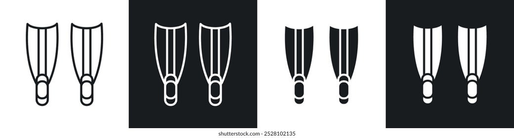 Scuba diving vector icon set in black and white