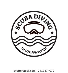 Design-Illustration des Scuba Diving-Vektorlogos von Unterwasserschwimmgeräten