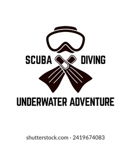 Design-Illustration des Scuba Diving-Vektorlogos von Unterwasserschwimmgeräten