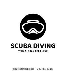Scuba Diving Vector Logo Design Illustration of Under Water Swimming Equipment