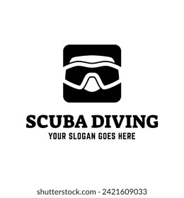 Scuba Diving Vector Logo Design Illustration of Under Water Swimming Equipment