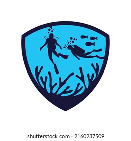 scuba diving vector logo template. diver logo