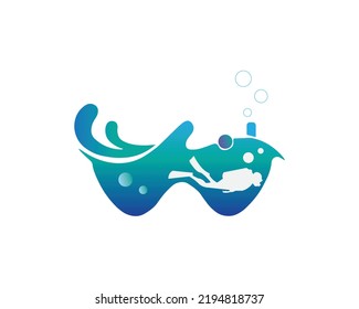 Scuba diving Vector shape logo icon