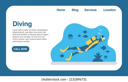 Scuba diving website design user interface application