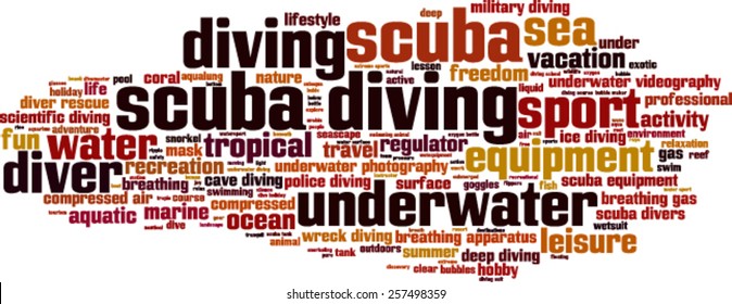 Scuba diving word cloud concept. Vector illustration