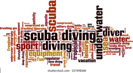 Scuba diving word cloud concept. Vector illustration