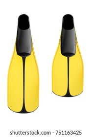 Scuba Diving yellow flippers. Realistic vector illustration.