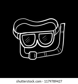 scuba doodle icon vector  flat black