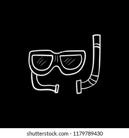scuba doodle icon vector  flat black
