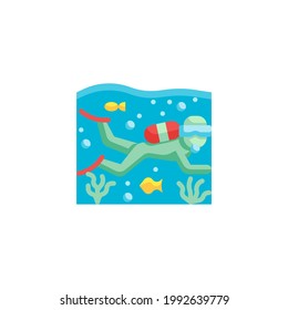 Icono plano de scuba aislado en fondo blanco